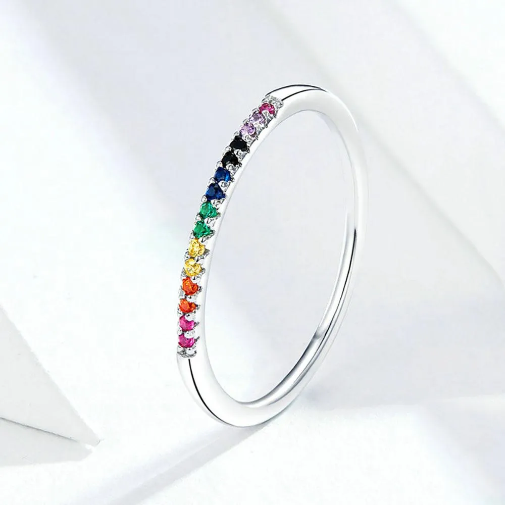 Astonishing Rainbow Color Zircon Silver Ring