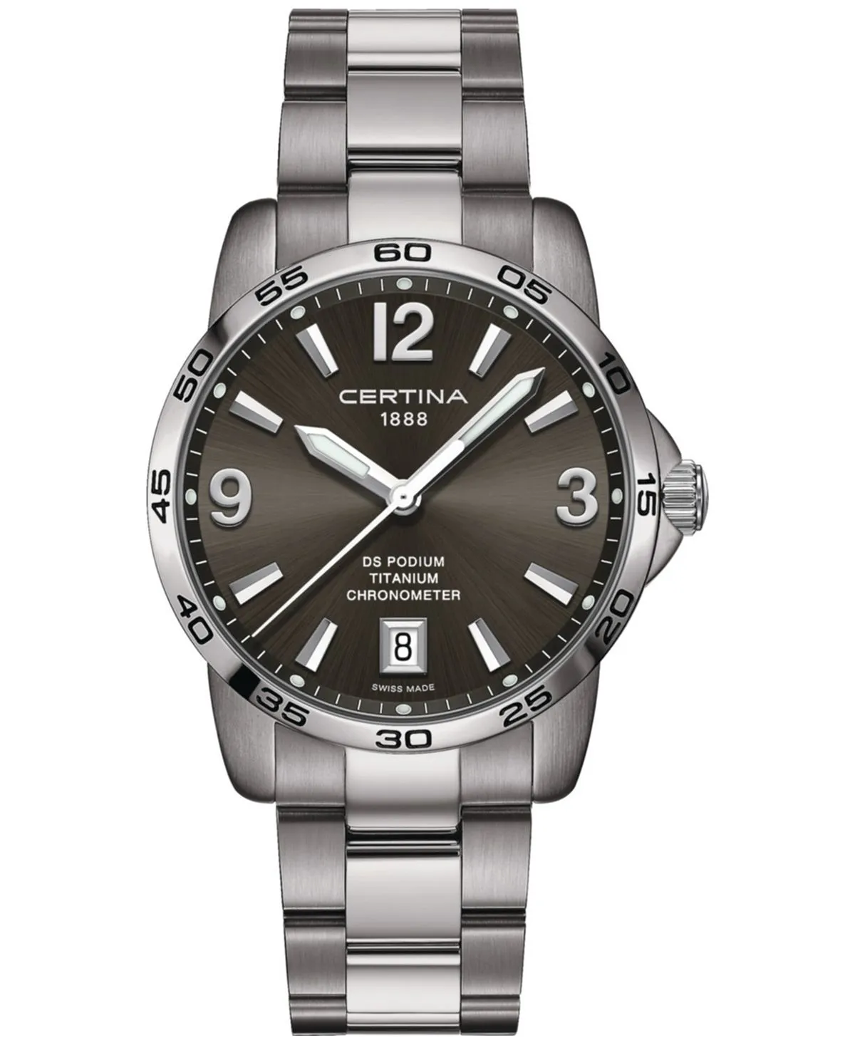 Men's Swiss watch DS Podium with titanium bracelet, 40 mm Certina